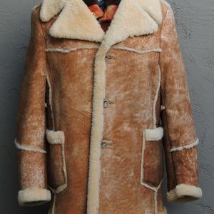 >ll==l> Real Sheepskin Shearling Fur Cowboy Coat
